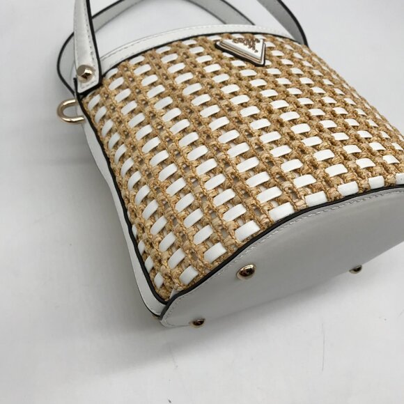 Guess White and Wicker Woven Basket Style Crossbody Bag - Picture 7 of 10